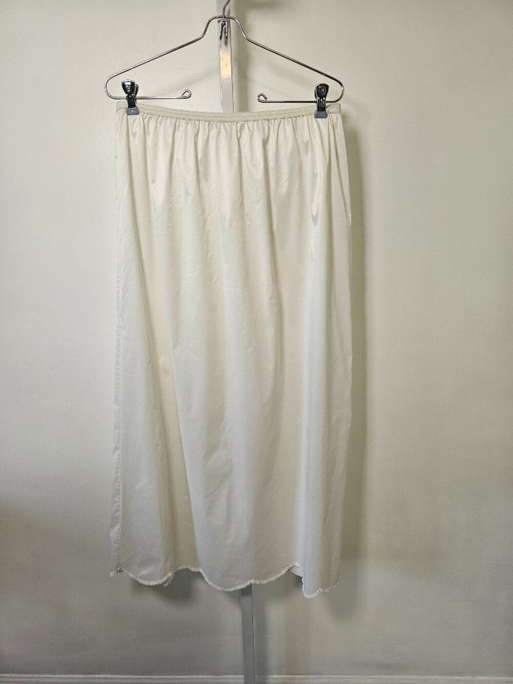 Vintage Komar Slip Skirt White Maxi Coquette Sateen XL - FLAW